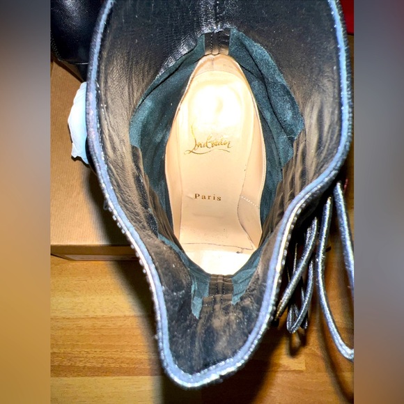 Christian Louboutin French Tutu Button Black Leather Booties Size 36, US 6, USED - Picture 6 of 16